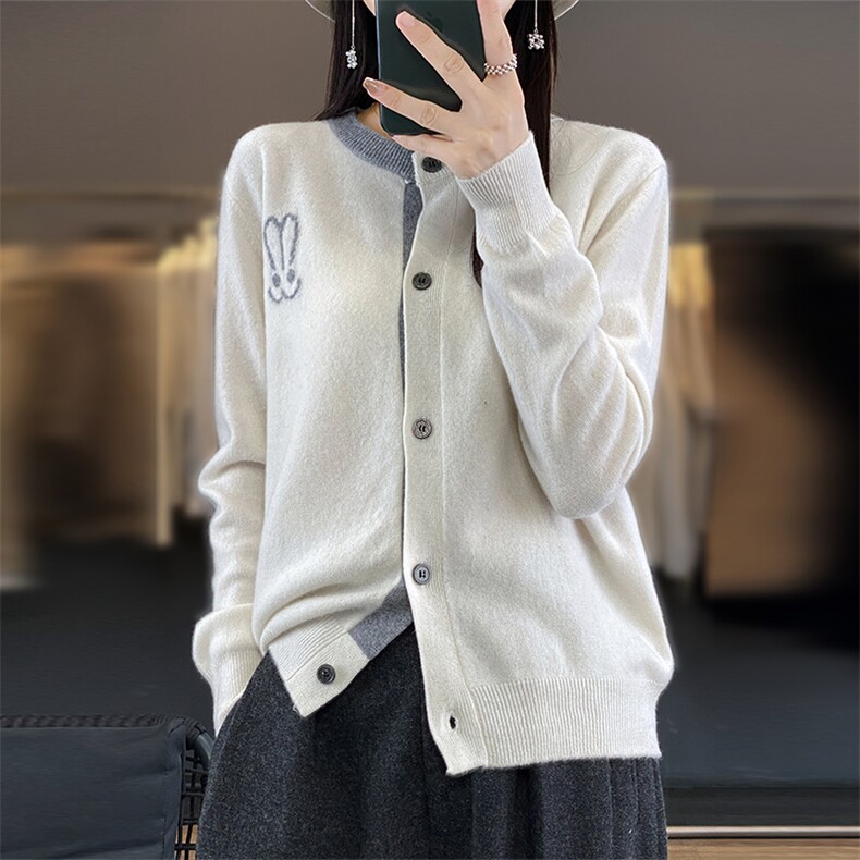 2024秋冬新款羊毛女士纽扣羊毛开衫,女装羊毛衫,润辉羊绒
