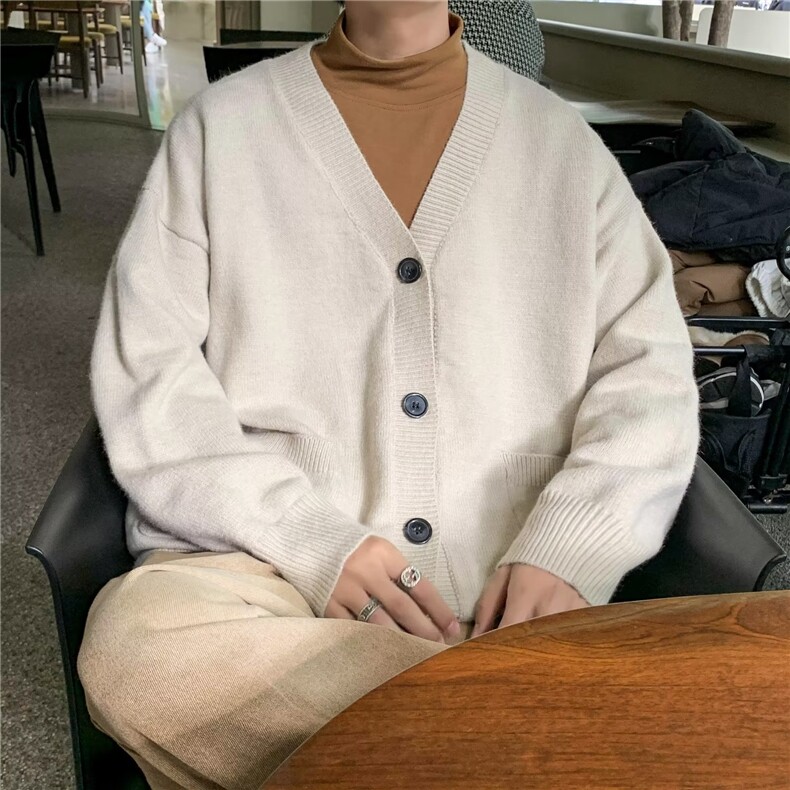 开衫新款长袖原宿男直筒型2025秋季休闲V领流行毛衣针织衫ins潮流,男装针织衫/毛衣,星座715-4