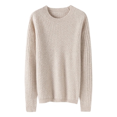 2025春秋新款羊绒衫女100山羊绒套头圆领长袖针织衫纯色减龄上衣，女装羊绒衫，咔绒特