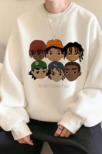 hiphop卡通卫衣男春秋宽松潮牌高街长袖t恤美式复古大码百搭上衣图片
