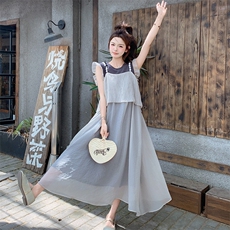 灰色绝美小众设计感巨好看裙子女2025夏季新款时尚独特吊带连衣裙，女装半身裙，2D080