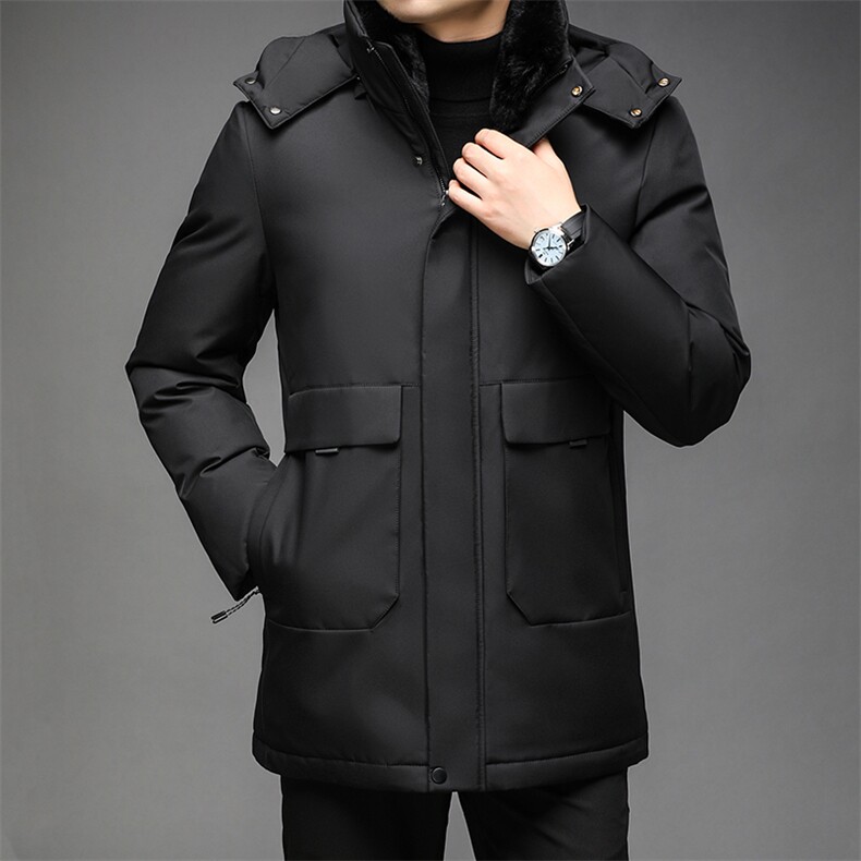中老年可脱卸帽子羽绒服中年男可卸獭兔毛毛领外套QLMF12006-P385,男装羽绒服,电商B212（原钱塘6029）