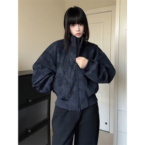 考拉同款美式街头设计感皮衣外套女秋季宽松飞行夹克图片