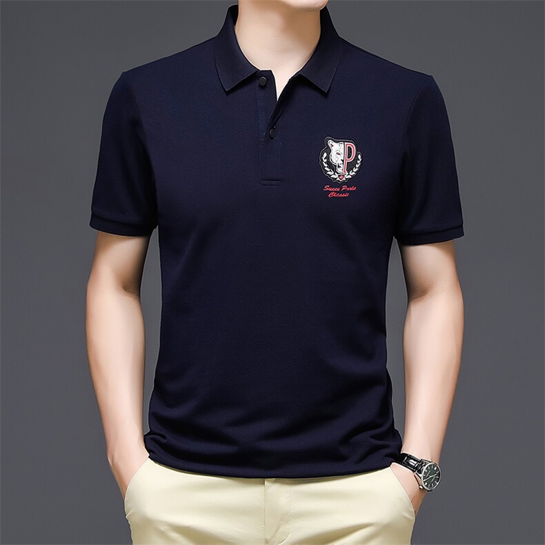 男士免烫短袖t恤薄款夏季中年休闲刺绣半袖POLO衫HM217-P55,男装Polo衫,星座1105-3