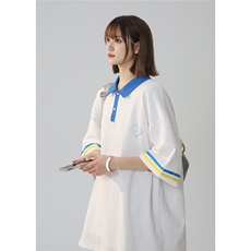 2025夏季新款拼接条纹蓝白色短袖polo杉T恤T1027/P45控59-100棉，男装T恤，电商A148-1