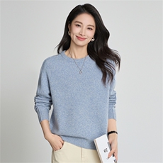 2025年秋季时尚百搭通勤简约休闲羊绒加厚圆领，女装羊绒衫，万禾羊绒
