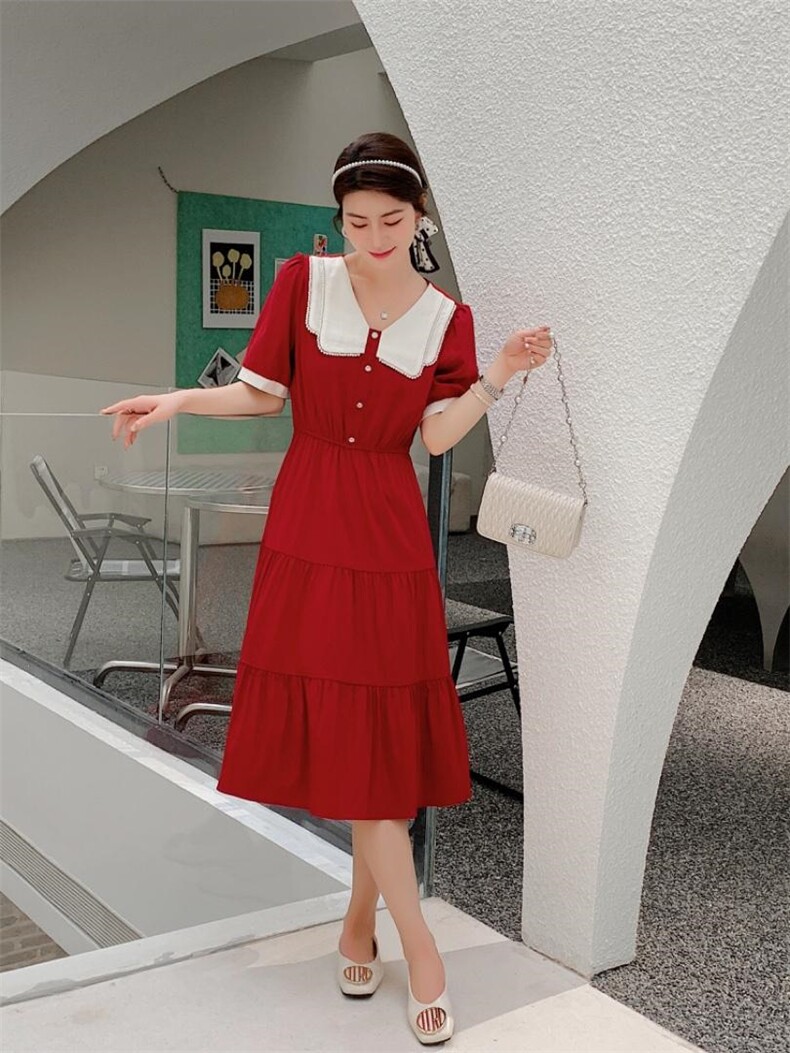 【现货】珍珠领气质连衣裙，女装连衣裙，新依佳人