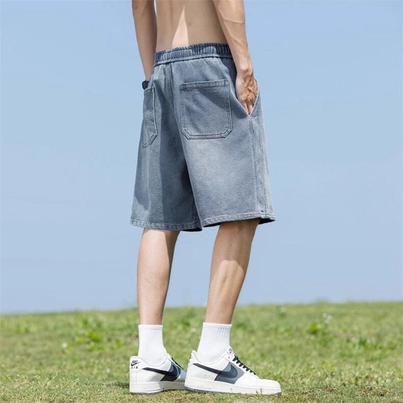 宽松直筒牛仔短裤男休闲百搭松紧中裤日系薄款夏季新款潮牌五分裤,男装牛仔裤,星座1210-1