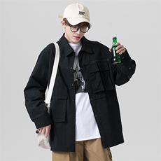 秋季工装衬衫夹克男潮牌多口袋水洗长袖衬衫EL-2510-P65，男装夹克，电商B306