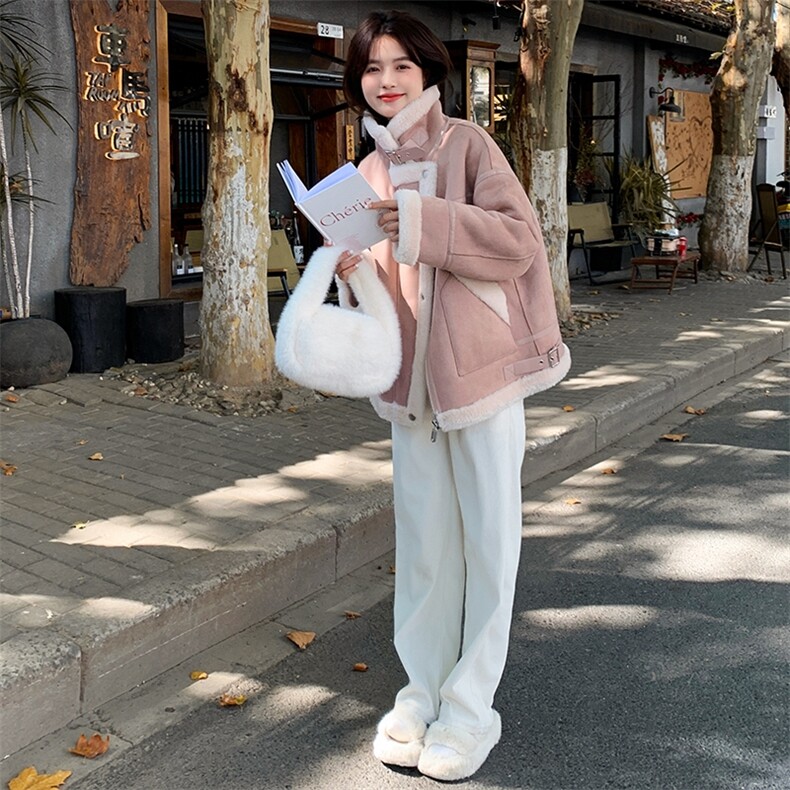 【档口有货】冬装新款皮毛一体羊羔毛外套2D112-5507-P195K288,女装短外套,2D112