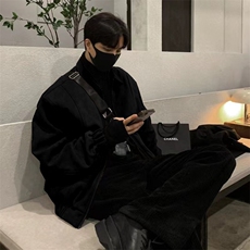 秋冬男士麂皮绒高质量时尚双层外套上衣，女装短外套，星座1013-1