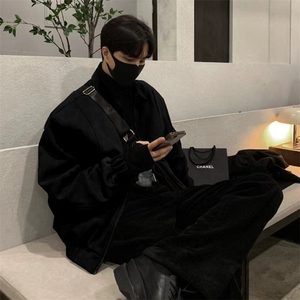秋冬男士麂皮绒高质量时尚双层外套上衣图片