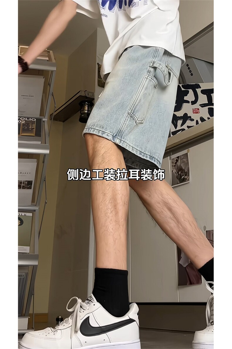 美式高街工装牛仔短裤A451特P35控55,男装牛仔裤,电商A309