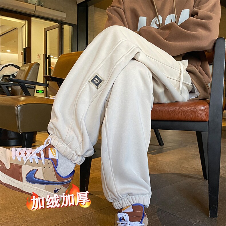 加绒加厚休闲运动卫裤男美式针织束脚裤715-6-BX16P55（控78），男装休闲裤，星座715-6