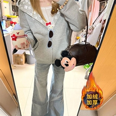 美式连帽卫衣女秋冬加绒字母印花开衫外套重磅潮牌宽松情侣上衣，女装短外套，星座506A