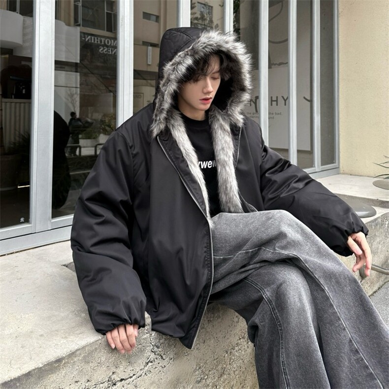 xz514-819-P125座山雕加绒毛领棉服，男装棉衣，星座514