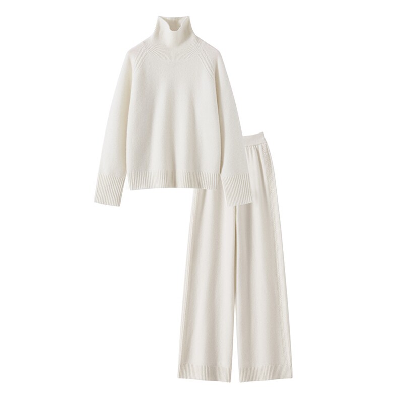 2025年秋季两件套套头长裤时尚百搭通勤，女装套装/套裙，伊雪娇羊绒