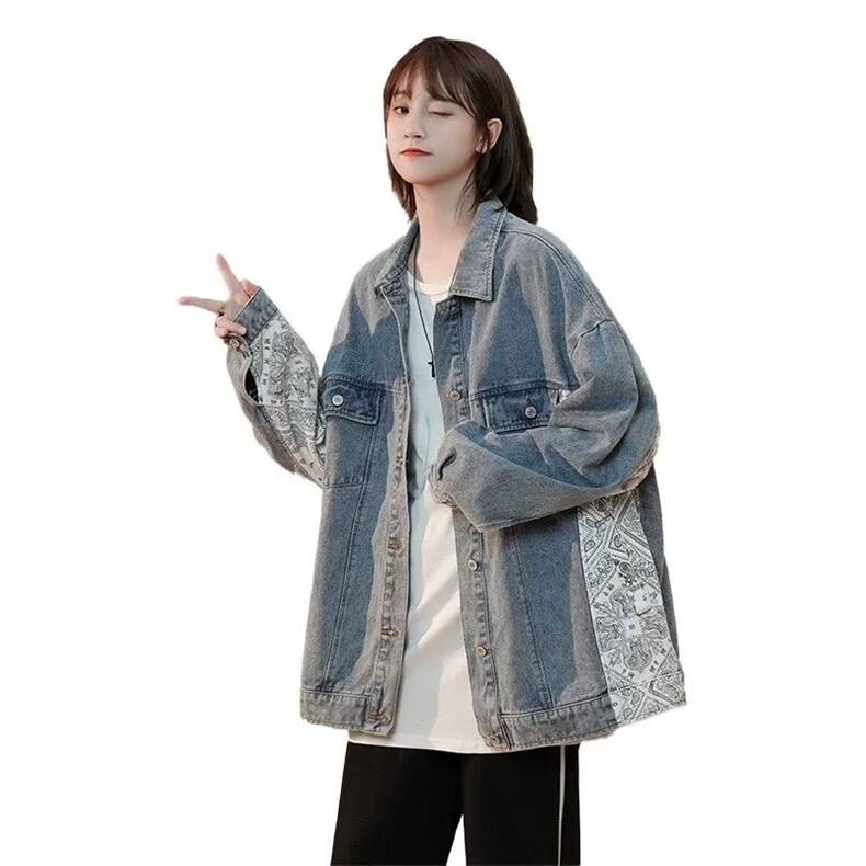 牛仔外套女宽松百搭2025春秋韩版显瘦短款夹克上衣服218-8N115P57图片