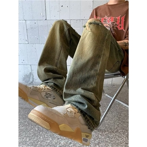 青春流行ins男直筒水洗牛仔裤 P40图片