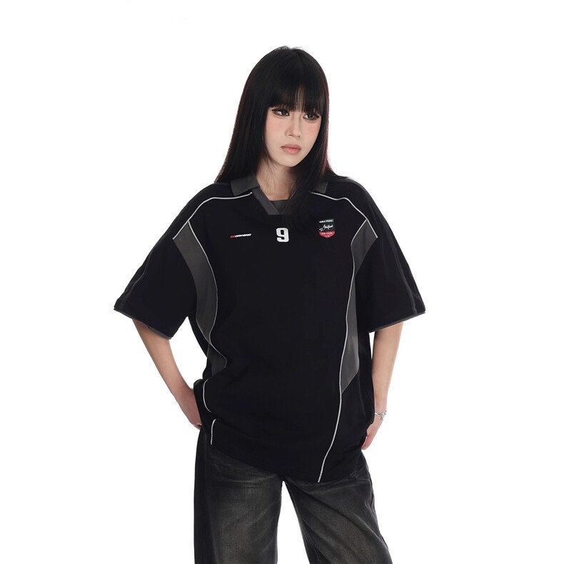 美式痞帅短袖t恤赛车服男ins夏季加肥大码潮牌宽松翻领半袖polo衫,男装Polo衫,星座1210-1