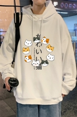 WY2215-P35加绒款-P40纯棉连帽卫衣男大码运动帽衫宽松薄外套男，男装卫衣，电商A040