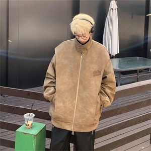 XJ416-特85控148 秋季PU皮衣外套男机车服字母刺绣大码宽松夹克图片