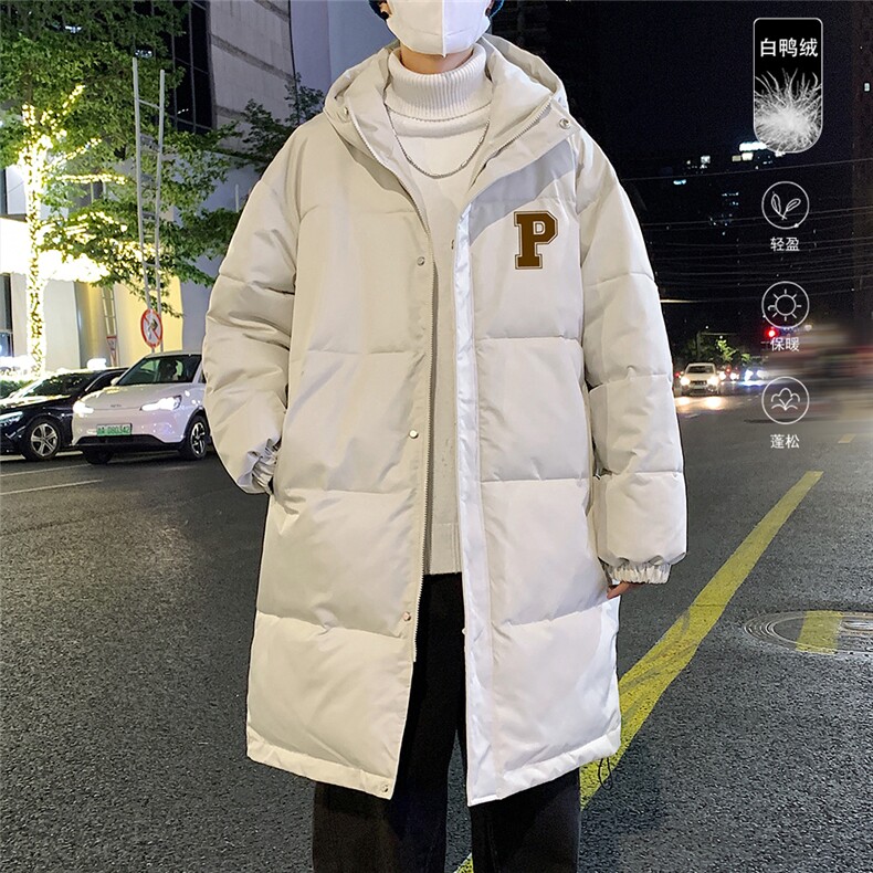 港风冬季新款长款连帽白鸭绒羽绒服男潮宽松YR6160P285控358，男装羽绒服，电商A268A