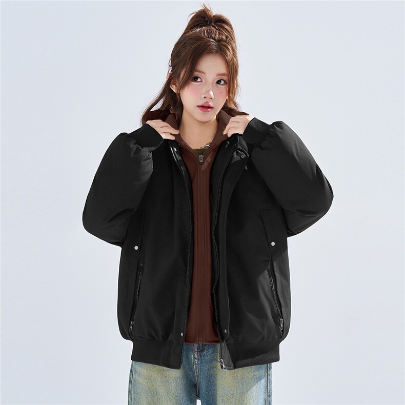 新款冬季大码羽绒棉服棉袄连帽假两件韩版宽松外套A436-2583-P95图片