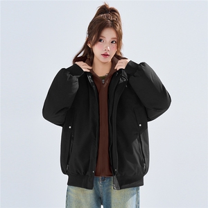 新款冬季大码羽绒棉服棉袄连帽假两件韩版宽松外套A436-2583-P95图片