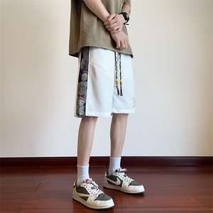 特批P20无差价夏季短裤男士小熊拼接刺绣风高级感五分裤DK82图片
