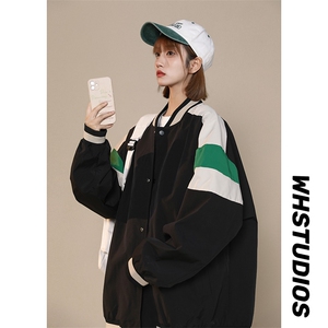 中性风小牛津上衣夹克宽松落肩拼色棒球服外套XZ214-8JK700-P65图片