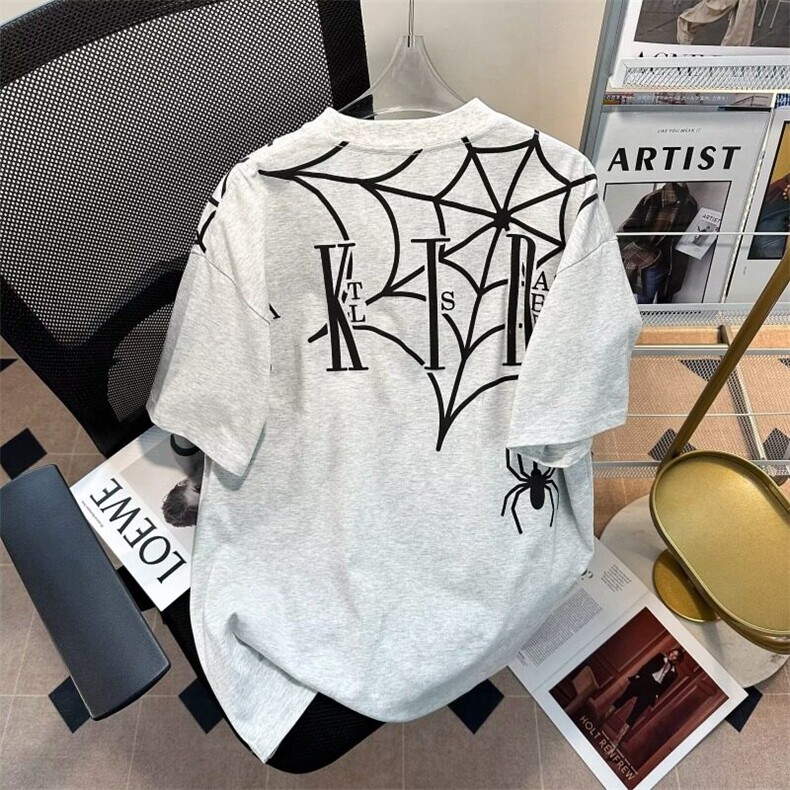 TT062-P35夏季重磅纯棉蜘蛛高街短袖男女黑色T恤复古宽松设计感，男装T恤，星座911-3