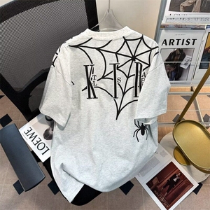 TT062-P35 夏季重磅纯棉蜘蛛高街短袖男女黑色T恤复古宽松设计感，男装T恤，星座911-3