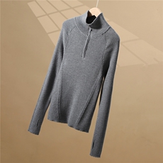 2025年秋季时尚百搭通勤简约休闲双股半拉链抽条羊毛衫,女装羊毛衫,澳霖羊绒,清河羊绒市场 2025年秋季时尚百搭通勤简约休闲双股半拉链抽条羊毛衫,女装羊毛衫,澳霖羊绒,清河羊绒市场