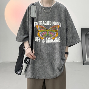 风复古亚麻短袖男棉麻t恤男半袖 ZT71366-P35图片