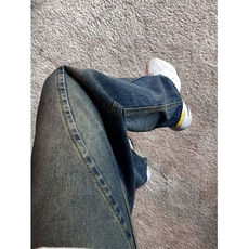 美式潮牌水洗做旧直筒牛仔裤夏季薄款宽松休闲百搭裤子，男装牛仔裤，星座410-7