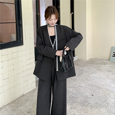高级感显瘦西服外套通勤套装女2025春秋季新款休闲阔腿长裤两件套，女装套装/套裙，蝶眷