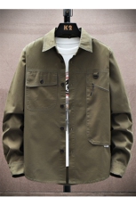 衬衣男新款纯棉工装翻领休闲时尚长袖衬衫XZ310B-3-CY805-P58，男装衬衫，星座310B-3