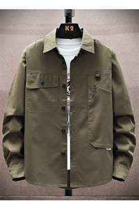 衬衣男新款纯棉工装翻领休闲时尚长袖衬衫XZ310B-3-CY805-P58图片