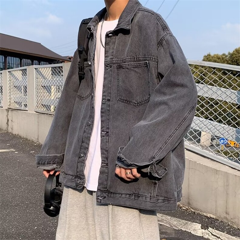 炸街牛仔外套男春秋季潮流港风宽松休闲百搭工装夹克上衣JK15P58,男装夹克,星座410-2