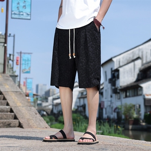新中式提花盘扣宽松休闲五分裤803-P55图片