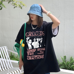 中性风  春夏新款宽松美潮街头印花休闲短袖T恤T6049 P25控38图片
