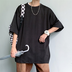 T3615-P35夏季新款潮流波浪纹中性男女情侣宽松休闲百搭圆领T恤图片