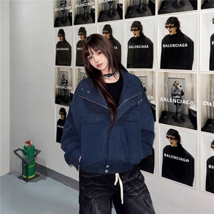 复古美式工装外套男女春季百搭短款痞帅水洗高级感夹克图片