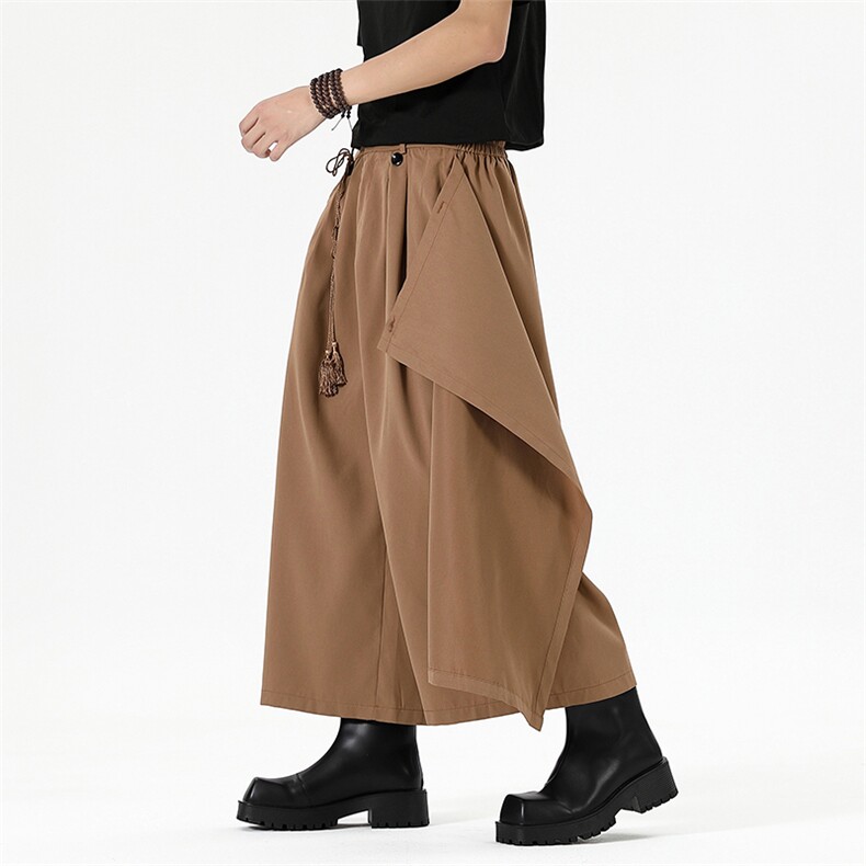 秋季新中式风暗黑山本裤大码西裤阔腿裤休闲裤直筒裙裤K632/P55，男装西裤，星座608A