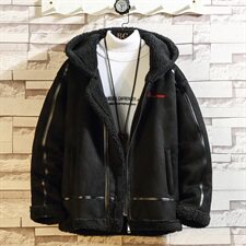 秋冬季新款皮毛一体潮流时尚羊羔毛连帽休闲男棉衣外套MY10/P115，男装棉衣，星座608A
