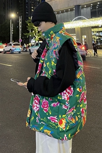 M3风东北大花棉马甲外套大码宽松加厚保暖外衣坎肩背心演出服图片