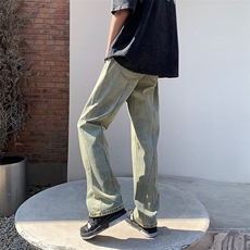 美式vibe裤子高街水洗牛仔裤男设计感拼接牛仔裤K1081P40，男装牛仔裤，星座1116-2