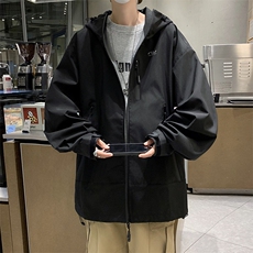 秋冬男连帽夹克衫字母印花工装拉链冲锋衣魔术贴外套JK9277P65，男装夹克，星座1013-1