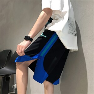 2025夏季 港风排扣宽松拼色休闲短裤 B266-DK07-P30图片